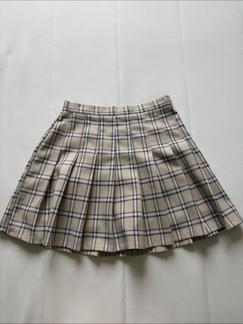 Oak and Fort Beige Plaid Mini Skirt